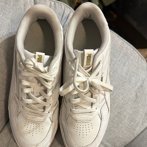 Puma Classic White Sneakers with Gold Highlights